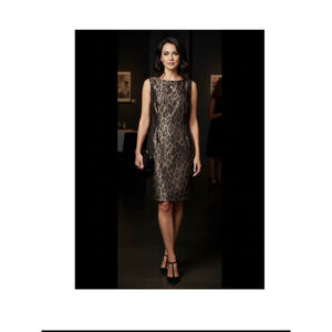 Size 10 Ann Taylor, dark leopard /animal print black and brown sheath dress